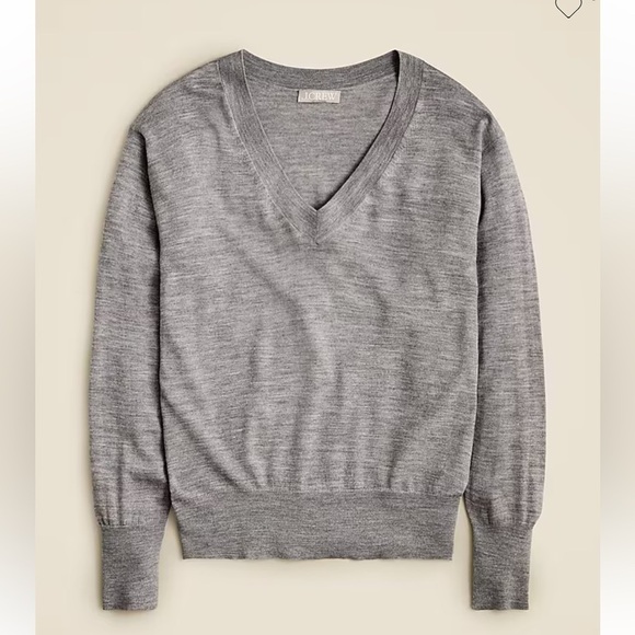 J crew heather graphite V-neck sweater in merino wool - Picture 1 of 3
